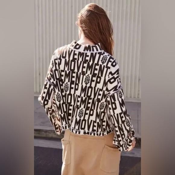 NWOT Free People Movement XS Wild Side Logo Sweatshirt Top Buti Print - Picture 3 of 5